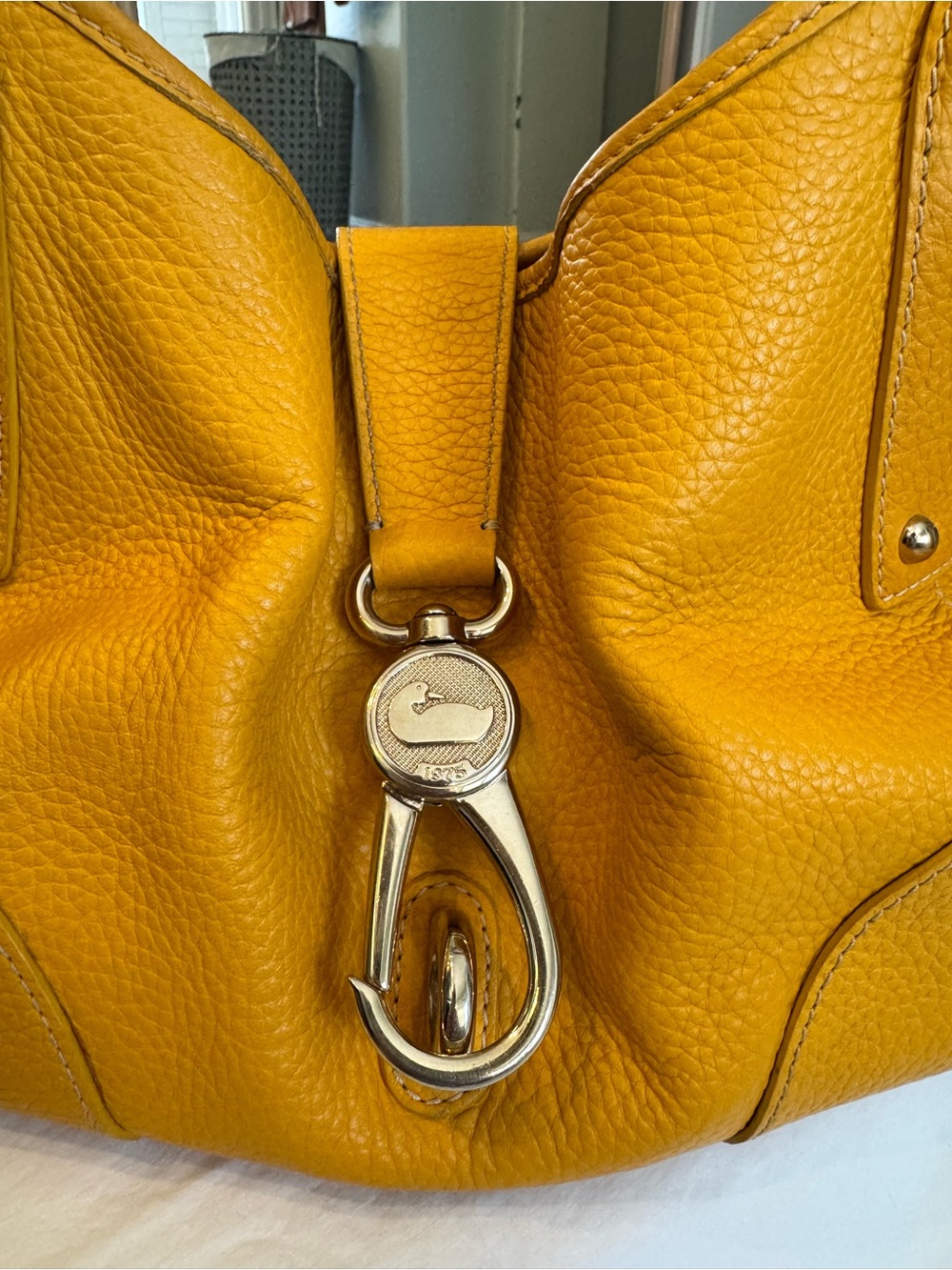Dooney & Bourke Belvedere Yellow Pebbled Leather Satchel Handbag - Picture 10 of 13